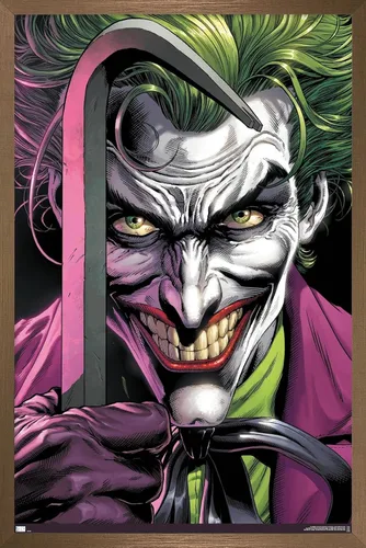 Vista 14 de Trends International DC Comics The Joker - Póster de pared con barra de palanca, 22.4 pulgadas de largo x 14.7 W, versión enmarcada de madera