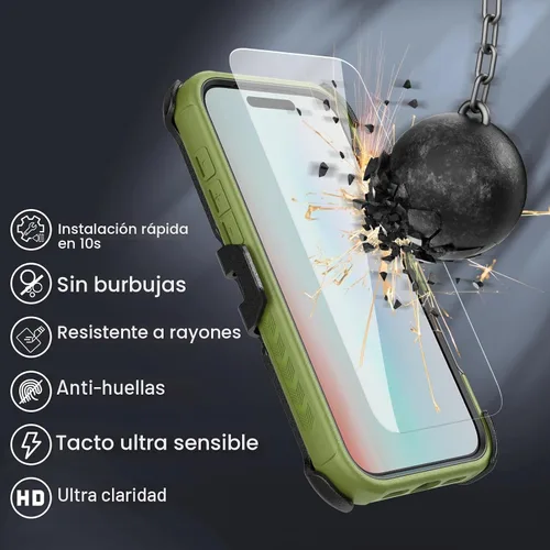 Vista 5 de M MYBAT PRO Funda para iPhone Air con funda de clip para cinturón, [compatible con Magsafe] con protector de pantalla, anticaídas, a prueba de Verde