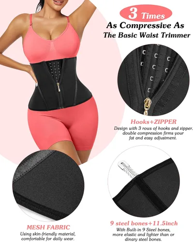 Vista 3 de Phateey Faja de entrenamiento de cintura para mujer, 3 correas Control de abdomen, faja de sudor para entrenamiento, banda delgada para el vientre