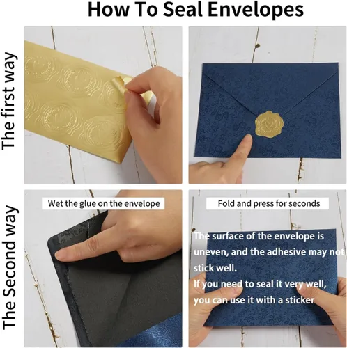 Vista 3 de 50 Pieces A7 Envelopes 5x7 with Gold Stickers, Rose, Navy Blue Rosa - Azul Marino
