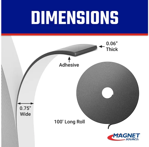 Vista 2 de Master Magnetics Cinta magnética flexible – Tira magnética con fuerte adhesivo para paredes, tableros, carteles y más – 0.06 pulgadas de grosor