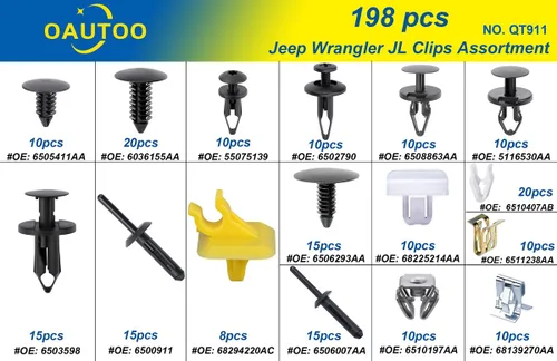 Vista 3 de 198 piezas para Jeep Wrangler JL 2018-On Auto Body Interior y Exterior Retenedor Clip Clip Surtido
