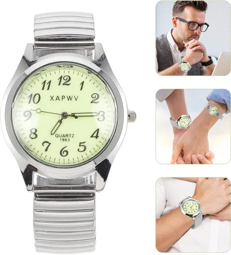 Vista 5 de Hemobllo Reloj casual digital luminoso para ancianos, banda elástica, regalo para pareja