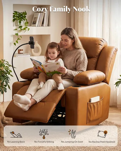 Vista 3 de Silla reclinable giratoria eléctrica con reposabrazos ajustables Marrón