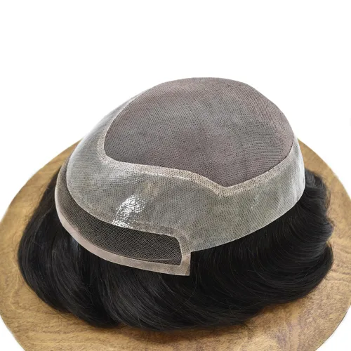 Vista 9 de Tupé de pelo para hombres Cabello humano para hombre Hairpieces y tupés Durable Fine Monofilament Mens Hair System Lace Front Mens Toupee Mens Hair