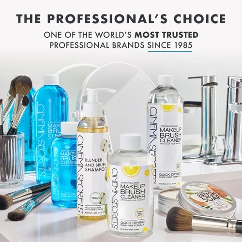 Vista 8 de Cinema Secrets Solución limpiadora de brochas de maquillaje original, limpiador profesional para brochas de maquillaje, fórmula de secado rápido