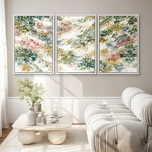 Vista 638 de SIGNWIN Lienzo enmarcado para pared, juego de arte neutro de bosque brumoso, ilustraciones en tono tierra, arte moderno, decorativo, bohemio