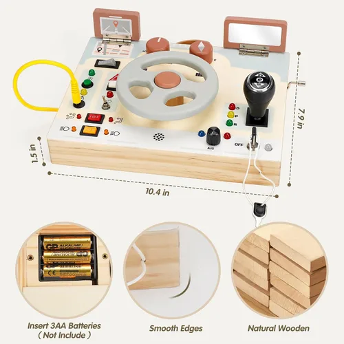 Vista 5 de Joyreal Montessori - Tabla de conducción ocupada con luces LED para niños