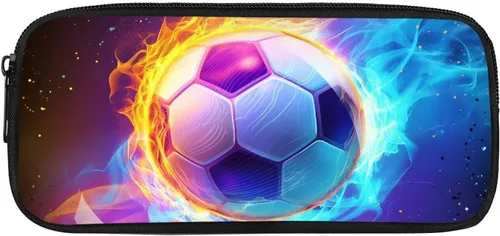Vista 28 de COEQINE Estuches escolares para niños, con patrón de fútbol, para escuela secundaria, organizador de lápices de gran capacidad con cremallera
