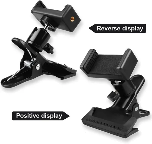Vista 2 de Mr.Power Soporte para guitarra y bajo con auriculares para transmisión en vivo, clip compatible con iPhone, compatible con teléfonos inteligentes