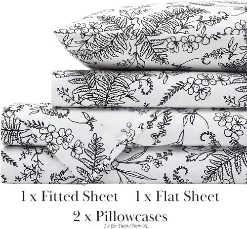 Vista 183 de Southshore Fine Living, Inc. Colección Winter Brush, juego de sábanas de 3 piezas para cama individual, sábana bajera con bolsillo profundo de 14