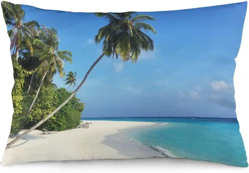 Vista 19 de Protector de almohada de playa con palmeras tropicales de 16 x 14 pulgadas, palmeras de playa, paisaje marino costero, decorativo, rectangular