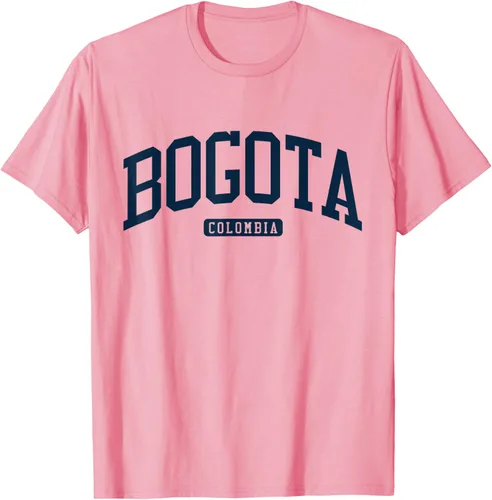 Vista 74 de Bogotá Colombia College University Style Camiseta azul marino, Blanco
