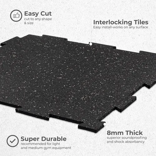 Vista 6 de Playsafer Genaflex Lite - Azulejos de goma entrelazados de 8mm para suelo de gimnasio - Equipo de ejercicio, áreas de ejercicio - 20" X 20