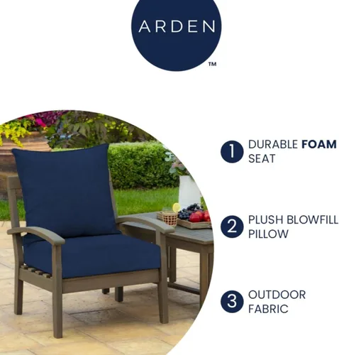 Vista 2 de Arden - Juego de cojines de asiento profundo para exteriores, espuma, 24x24, aguamarina