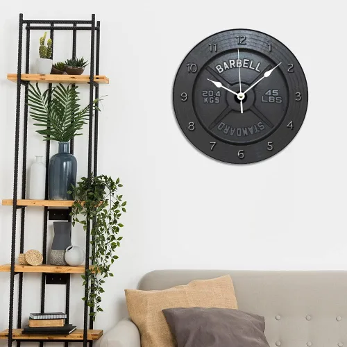 Vista 4 de ArogGeld Reloj de pared de madera con barra de estilo rústico, funciona con pilas, silencioso, sin tictac, números decorativos para cocina, sala