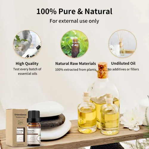 Vista 4 de GREENSLEEVES Aceite esencial de Coc, aceites de aromaterapia 100% puros, 0.3 fl oz