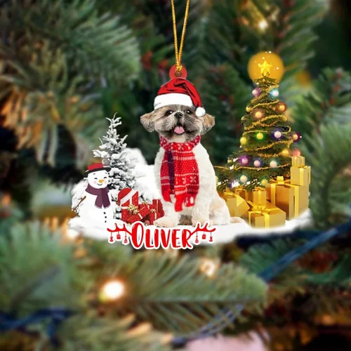 Vista 192 de NAZENTI Adorno personalizado de gato abisinio con árbol de pino, adorno de Navidad personalizado para perros amantes de las mascotas, colgante