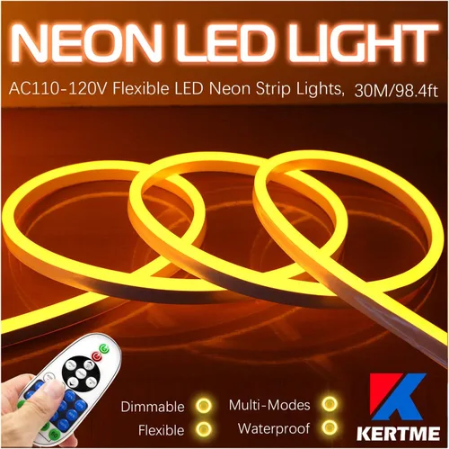 Vista 21 de Tira de luces LED de neón tipo AC 110-120V, tira de luz de neón LED flexible/impermeable/regulable/multimodos + control remoto de 23 teclas
