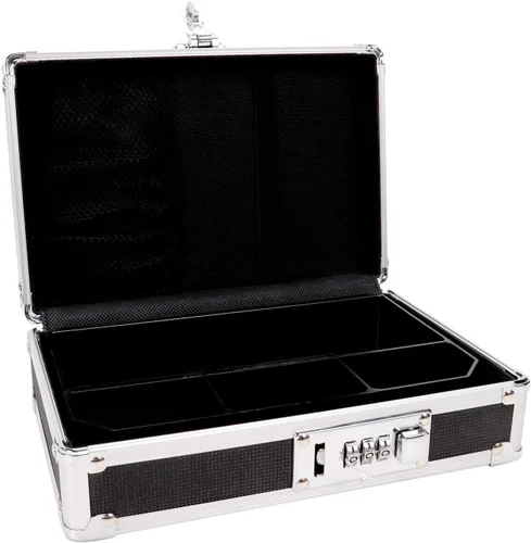 Vista 3 de Mini caja de seguridad Vaultz con bandeja, 8.5 x 2.75 x 5.5 pulgadas, color negro, Negro