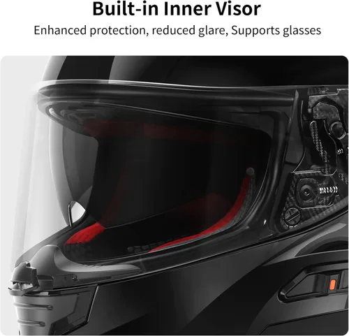 Vista 6 de Fodsports FS90 Full Face Motorcycle Helmet for Men Women, Dual Visor Motorbike Street Bike Integrated Helmet with LED Light DOT FMVSS-218 ECE22.05