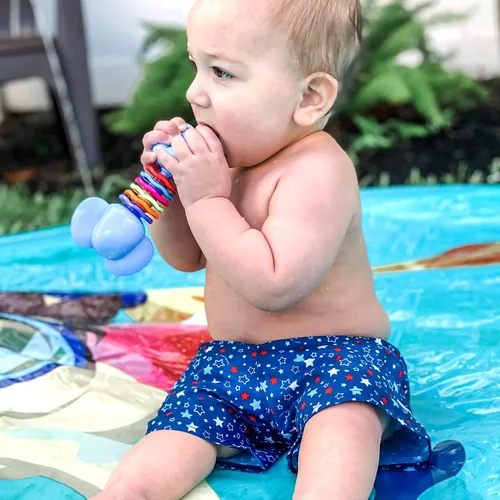 Vista 2 de i play Traje de baño para niños con pañal de natación reutilizable integrado Azul Marino 3-4T