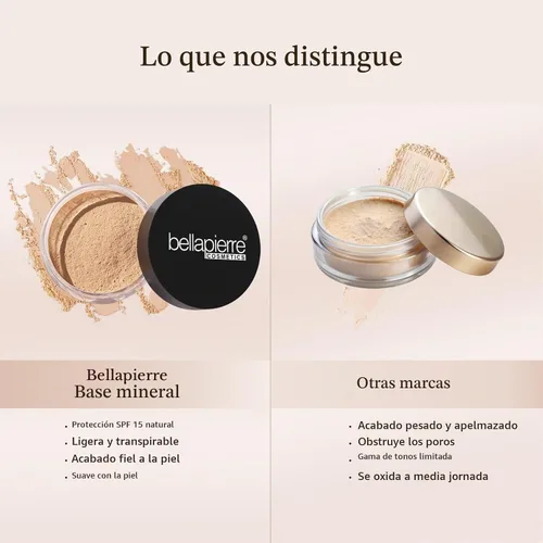 Vista 4 de bellapierre Mineral Foundation SPF 15 - Base de maquillaje mineral de cobertura completa con acabado mate, vegano, libre de crueldad