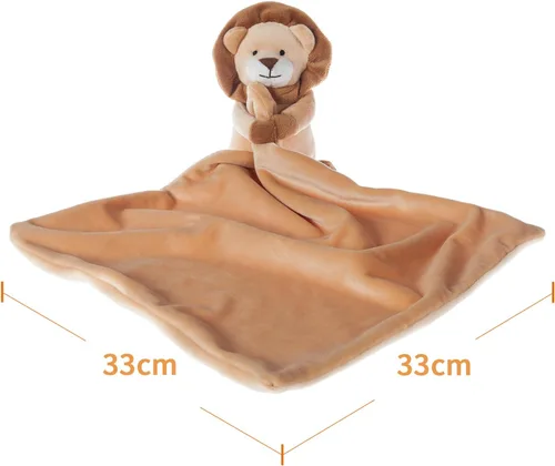 Vista 3 de Apricot Lamb Manta de seguridad de animales de peluche, león amarillo, manta de personaje para guardería, felpa de lujo para acurrucarse