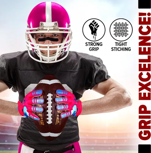Vista 3 de Guantes de Fútbol Americano Premium para Niños, Jóvenes y Adultos - Receptor Adhesivo Premium con Tecnología de Ajuste Adaptativo - Rendimiento