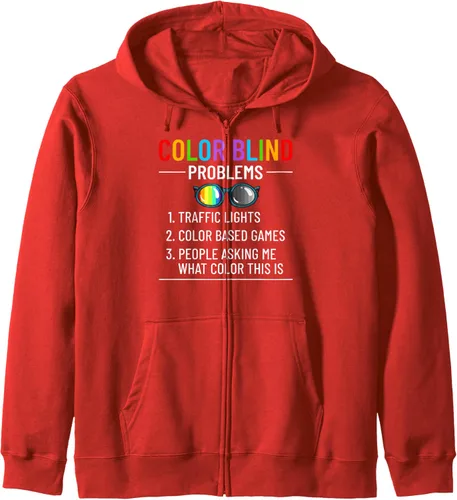 Vista 9 de Color Blind Test Funny Glasses Visions Zip Hoodie