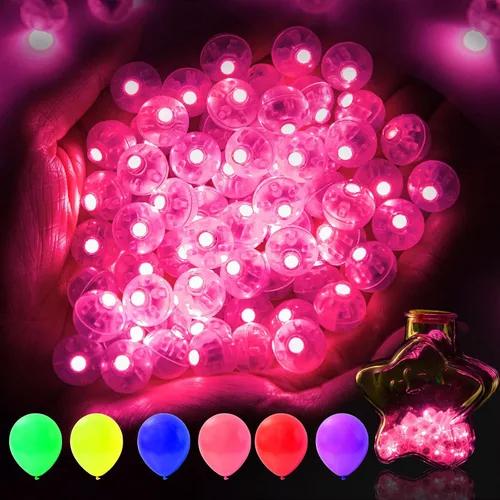 Vista 8 de AIKEI 50 globos de luz LED, mini bolas de luz, tiempo de espera prolongado, impermeable, luz LED para farol de papel, Pascua, Halloween, Navidad
