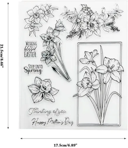 Vista 3 de Juego de sellos y troqueles transparentes de flores para hacer tarjetas, plantillas cortadas para álbumes de recortes, álbum de fotos, papel