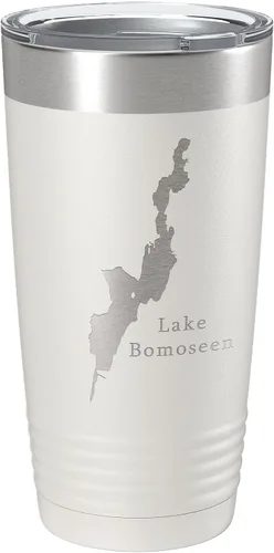 Vista 13 de Lake Bomoseen Map Tumbler Travel Mug Insulated Laser Engraved Coffee Cup Vermont 20 oz Black