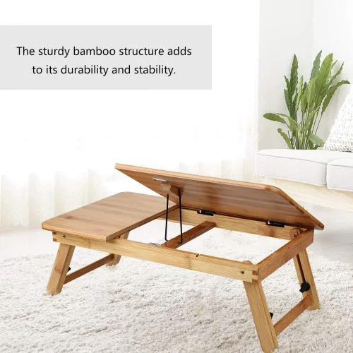 Vista 3 de Laptop Table Bamboo Wooden Laptop Sofa Couch Office Stand Stand for Desks and Beds (50 * 30 Without Drawer)