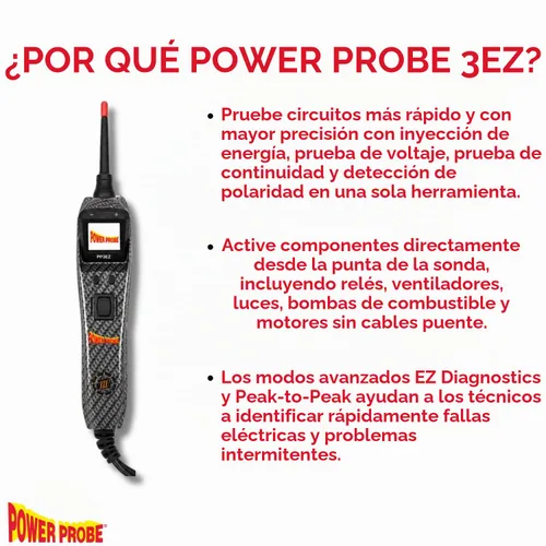 Vista 4 de Power Probe PP3EZCARBAS Probador de Circuito con Modo de Aprendizaje y Diagnóstico para Fácil Prueba Eléctrica Automotriz y de Componentes