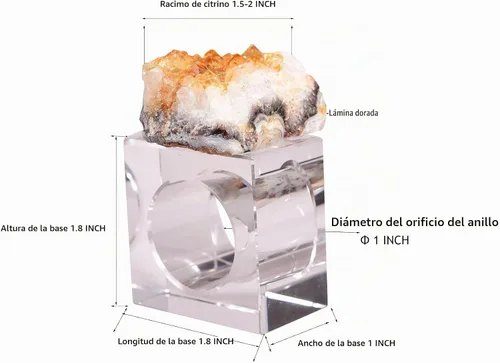 Vista 4 de Servilleteros de racimo de citrino Base de vidrio Decoración de mesa