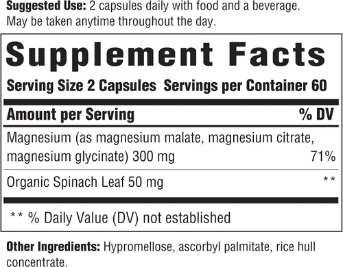 Vista 2 de INNATE Response Formulas Magnesio 300 mg - Suplemento Mineral para Relajación Muscular - Vegetariano y Sin Gluten - 120 Cápsulas (60 Porciones)