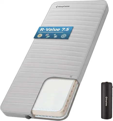 Vista 14 de KingCamp PREMIUM SINGLE - Colchoneta de dormir autoinflable, colchón de aire y espuma de valor R 7.5, almohadilla de dormir aislada de 3 pulgadas