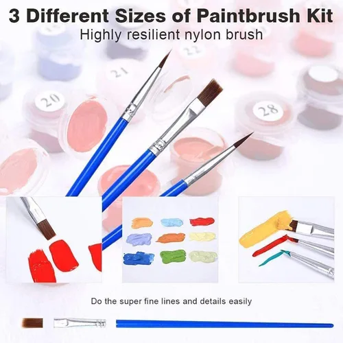 Vista 3 de LSPBN Kit de pintura acrílica para bricolaje, pintura por números sobre lienzo, pintura de números y flores para niños de 8 a 12 años, pasatiempos