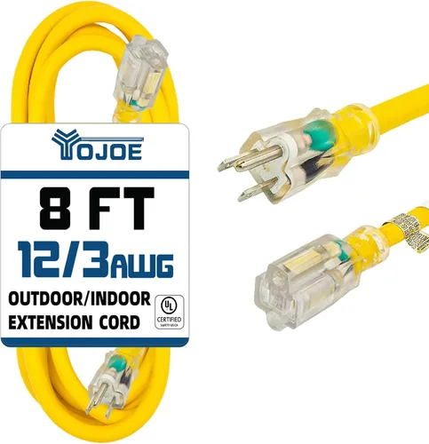 Vista 49 de YOJOE Extensión de cable para interiores y exteriores con extremo iluminado, cable resistente de 3 puntas 15A a prueba de inclemencias del tiempo
