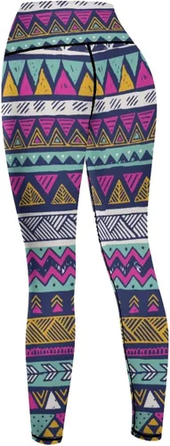 Vista 5 de Lurhonp Leggings de yoga azteca de cintura alta con control de abdomen para mujer