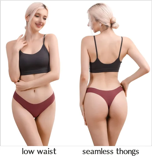 Vista 2 de LEVAO Tangas sin costuras para mujer ropa interior atrevida elástica tanga sexy paquete de 47