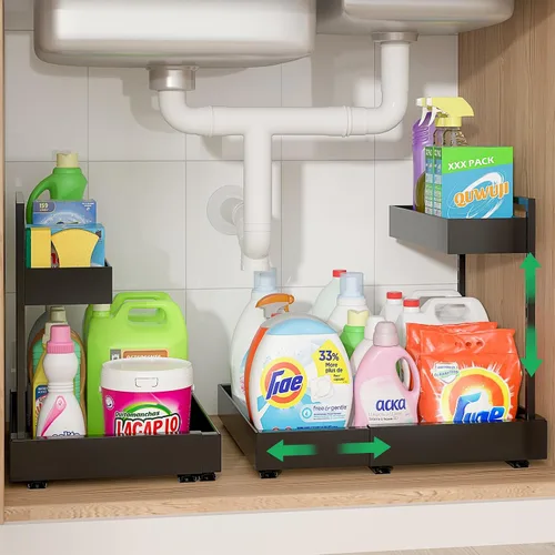 Vista 8 de REALINN Organizador expandible para debajo del fregadero con ajuste de Blanco