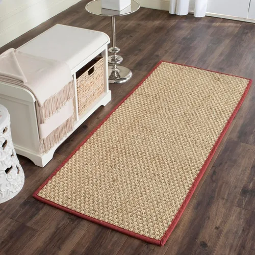 Vista 33 de SAFAVIEH Natural Fiber Collection NF114A - Alfombra de pasillo de hierba marina con patrón de tejido de cesta y borde, de 2 pies 6 pulgadas x 16