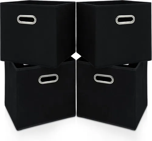 Vista 10 de Contenedores de almacenamiento plegables de 11 pulgadas, cubos de tela negra con asa para armario o caja plegable, juego de 2 unidades de 11 x 11 x