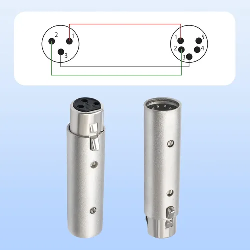 Vista 4 de XLR - Adaptador hembra de 3 pines a macho de 5 pines, divisor de señal DMX/audio, cable blindado doble con terminales chapados en plata para 3Pin F
