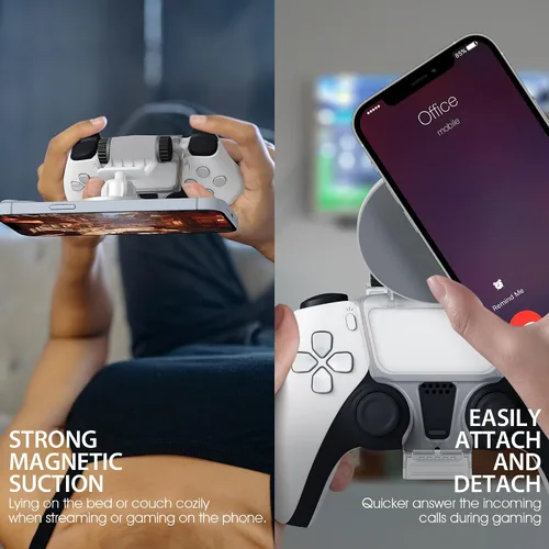 Vista 3 de Clip de montaje de teléfono para controlador magnético compatible con controlador PS5 Dualsense, accesorios de soporte ajustable Mag-Safe