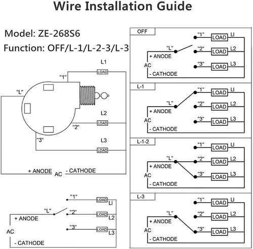 Vista 6 de ZE-268S6 - Interruptor de ventilador de techo de 3 velocidades de 4 cables, control de cadena de tracción, control de interruptor de cable de cadena