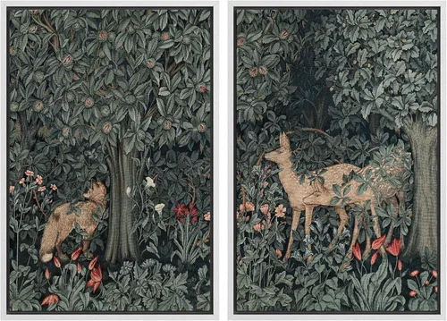 Vista 95 de MUDECOR Lienzo enmarcado para pared, bosque brumoso, reflejos, paisaje tranquilo, ilustraciones modernas, arte decorativo, bohemio, tranquilo/zen