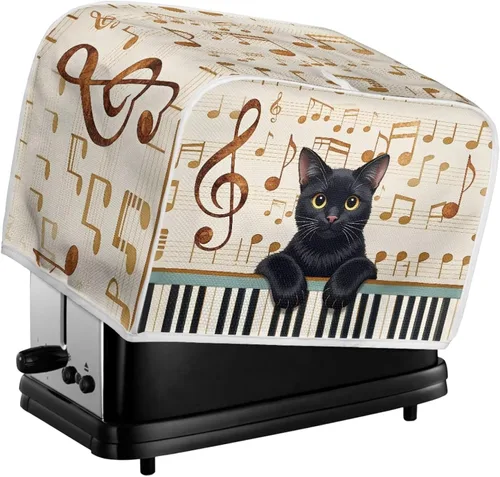 Vista 6 de Cat Print 2 Slice Bread Maker Cover Music Note Print Microwave Oven Cover Bakeware Protector Anti Fingerprint Protective Covers for Kitchen